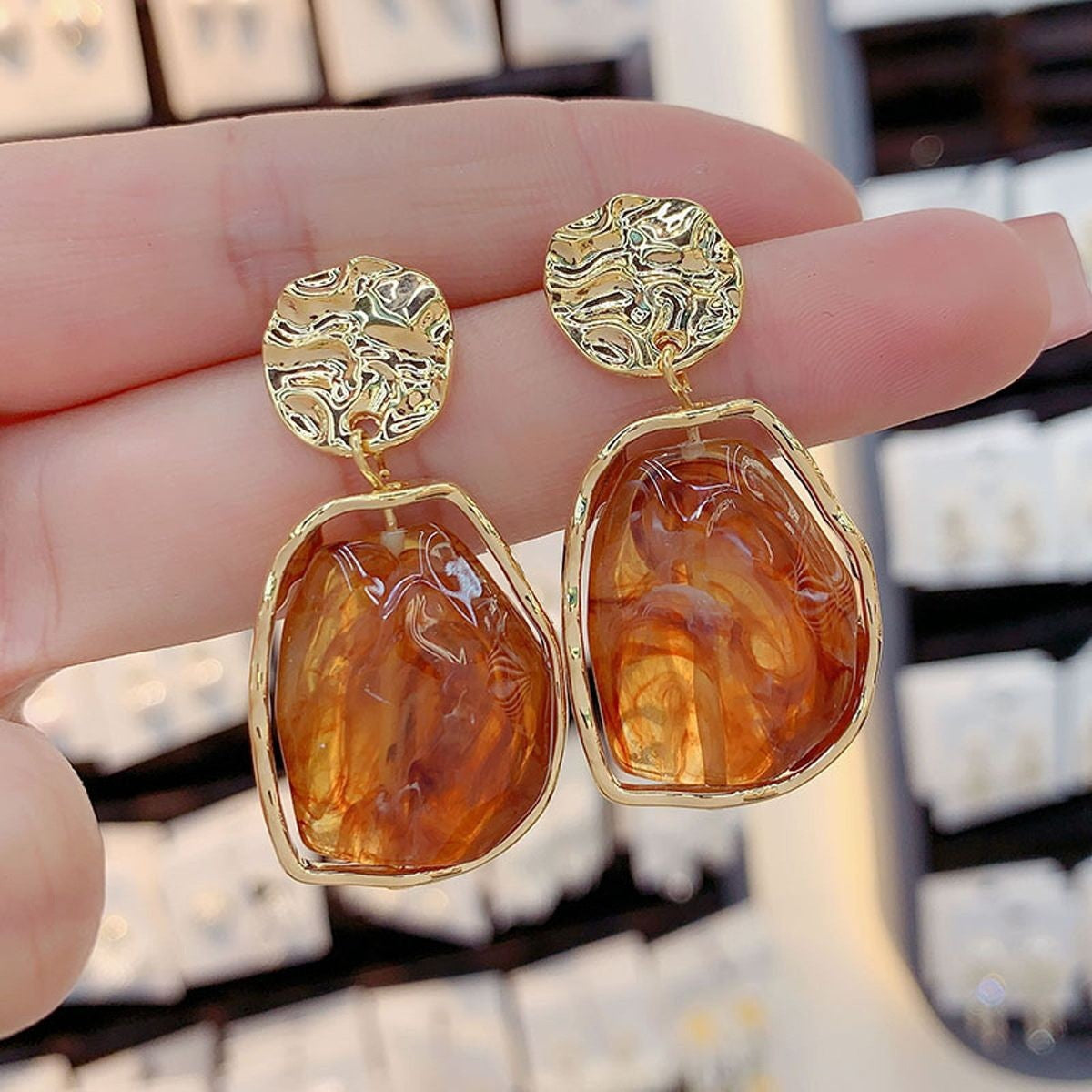 6 Pairs - Trendy Enamel Petal Earrings (Mix Color) (1 Pair Price - 43)