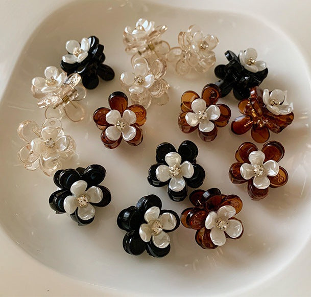 10 Pc - Rhinestone flower small grab clip opp packing (1 Pc Price - 8)