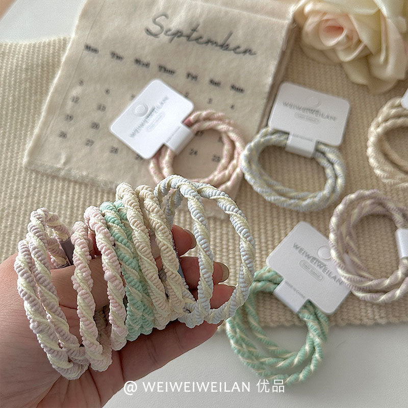 20 Pc - Korean New Color Twill High-Elastic Hair Rope Ponytail Rubber Band opp packing (1 Pc Price - 4)