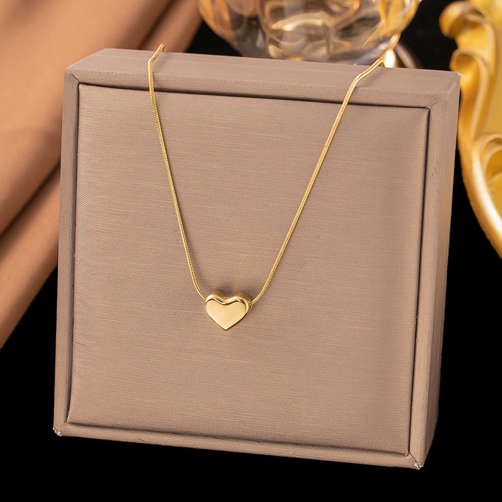 3 Pc - Anti Tarnish Three-dimensional heart-shaped necklace - Gold (1 Pc Price - 82)