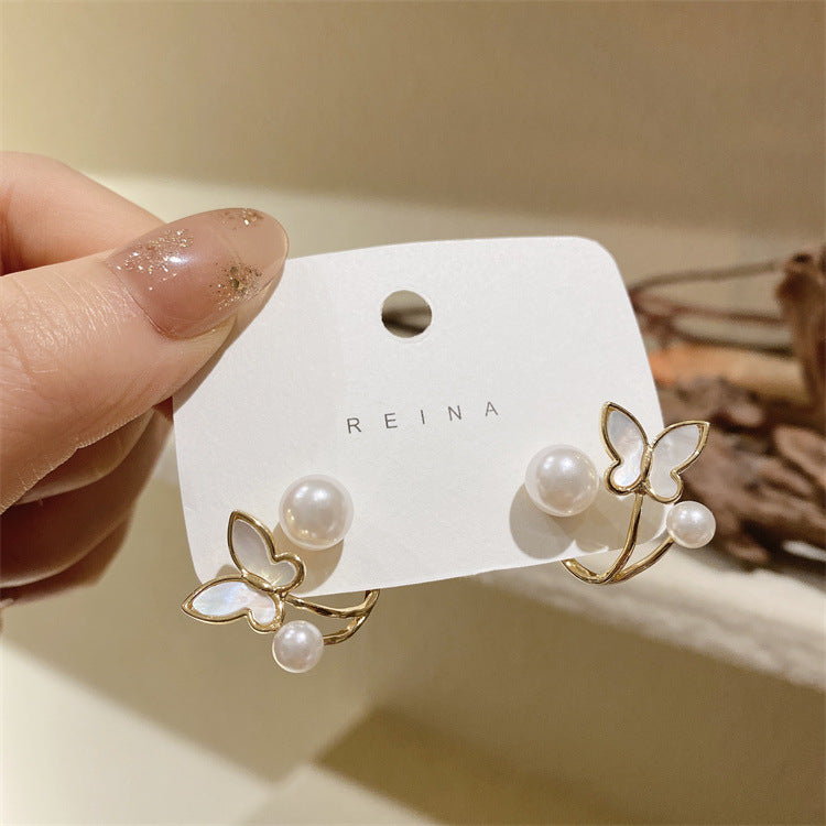 6 Pairs - Korean Style Butterfly Oil Earrings (1 Pair Price - 24)