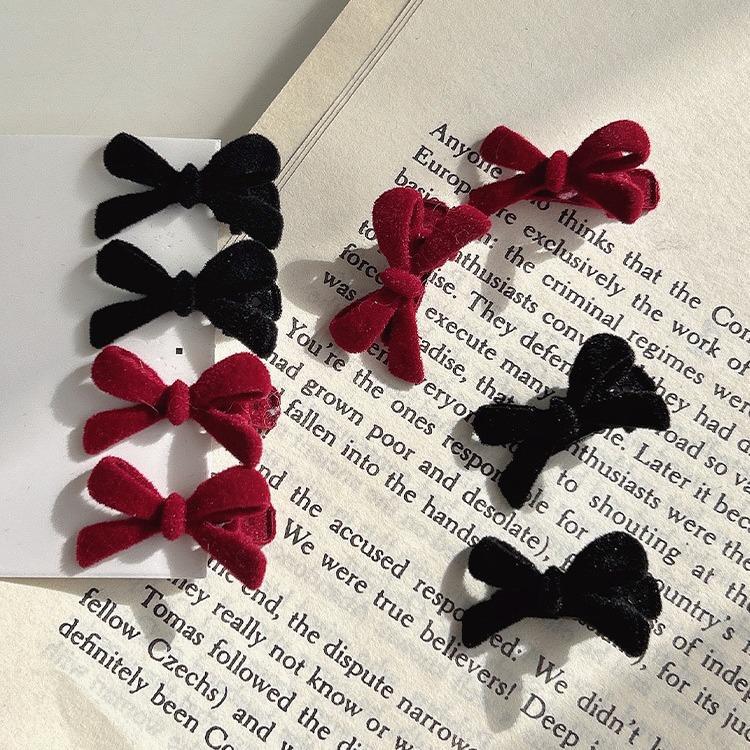 10 Pc  - Korean flocking bow velvet side clip opp packing (1 Pc Price - 6)