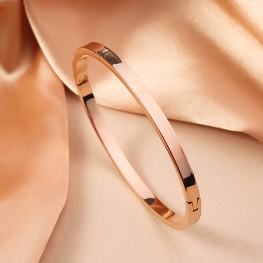 3 Pc - Open Buckle Stainless Steel Bracelet - Rose Gold (Unit Price - 108)