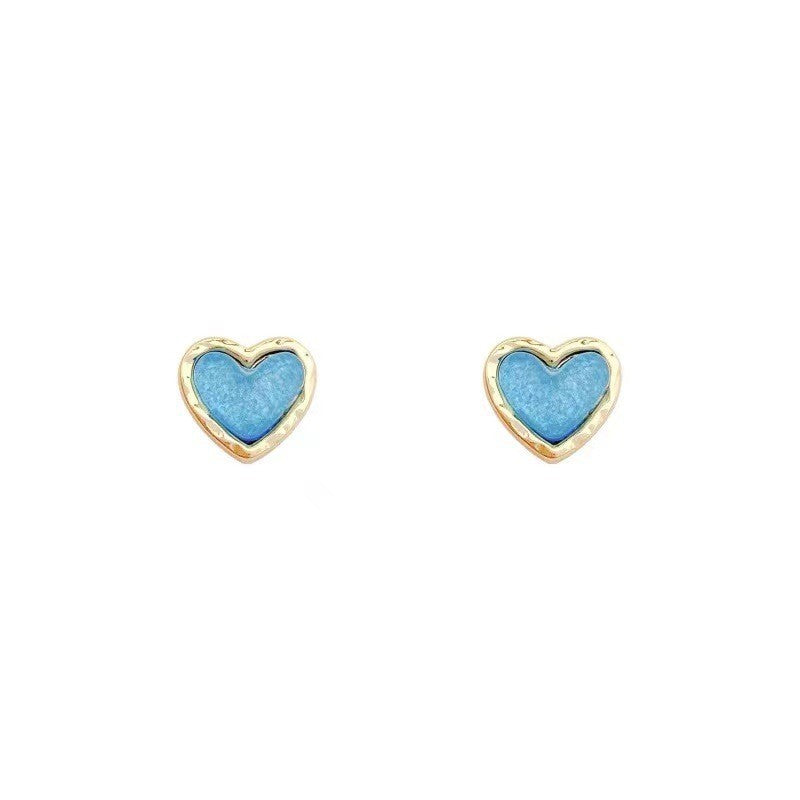 6 Set - Korean new dream blue heart earrings (Unit price 17)