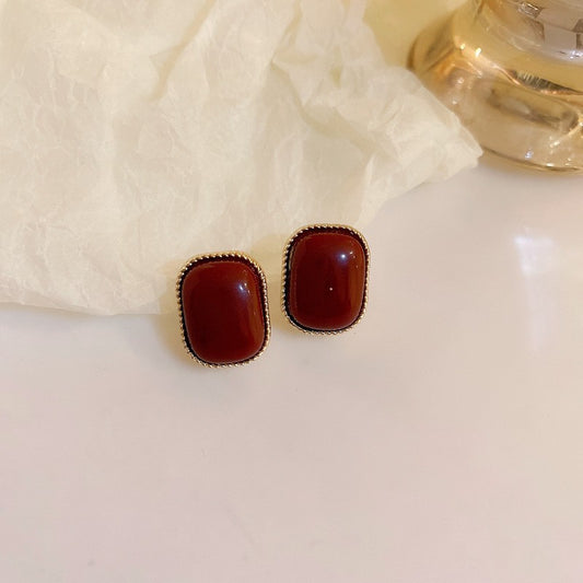 6 Set - Red rectangle earrings (Unit price 20)