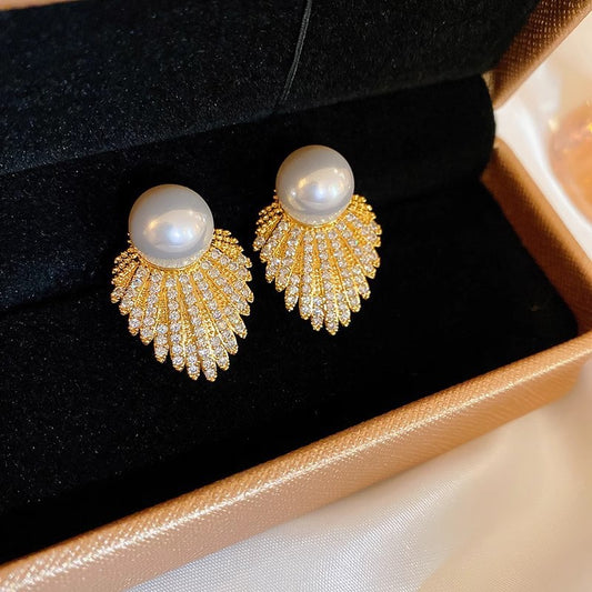 6 Set - Hong Kong style chiffon flower earrings - Golden (1 Set price - 44)