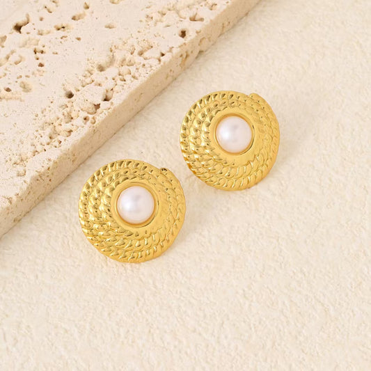 3 Pairs - Anti tarnish pearl circle earrings (1 Pair Price - 55)