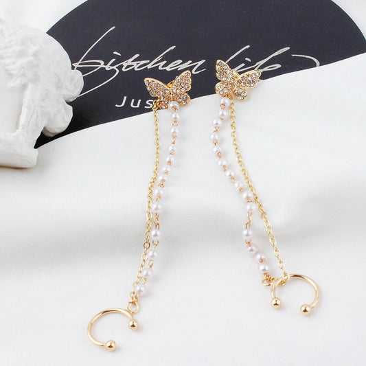 6 Set - Butterfly Double Chain earclip  earrings (Unit price 42)