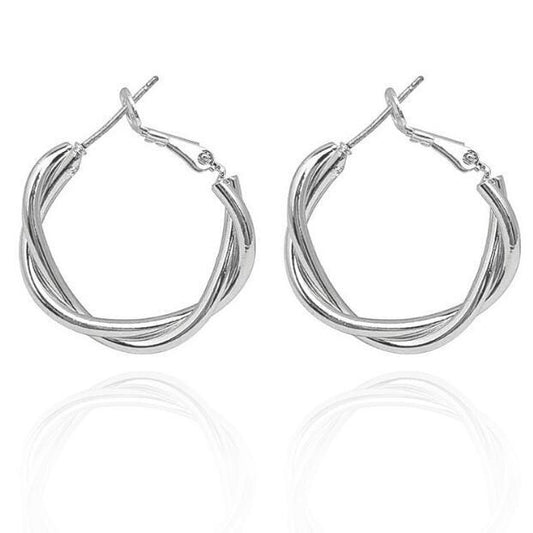 6 Set - Metal twist earrings - Silver (Unit price 20)
