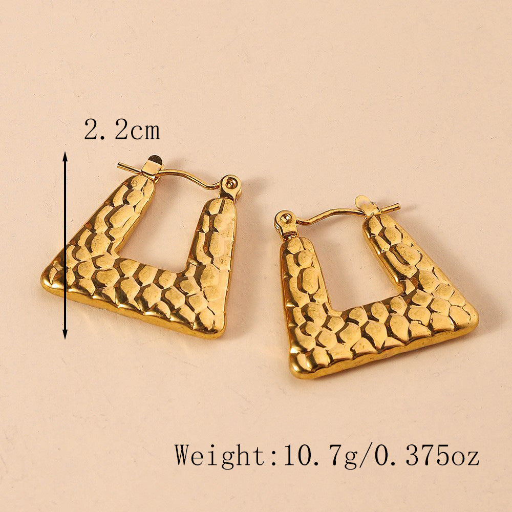 3 Pairs - Square Shaped Earring - Golden (Unit Price - 64)
