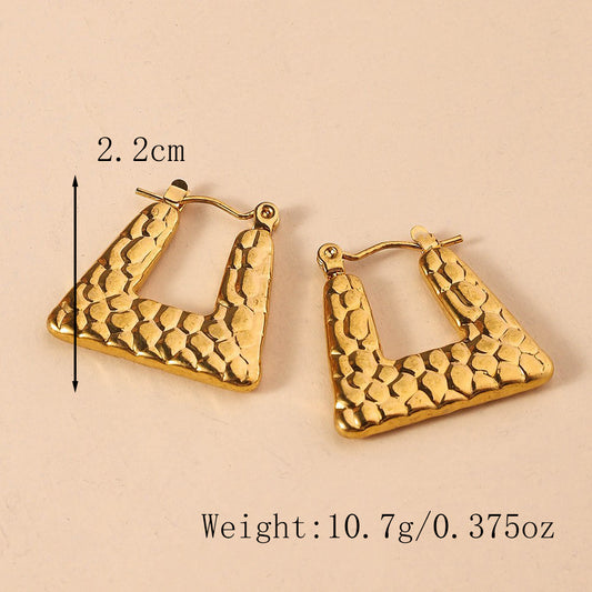 3 Pairs - Square Shaped Earring - Golden (Unit Price - 64)