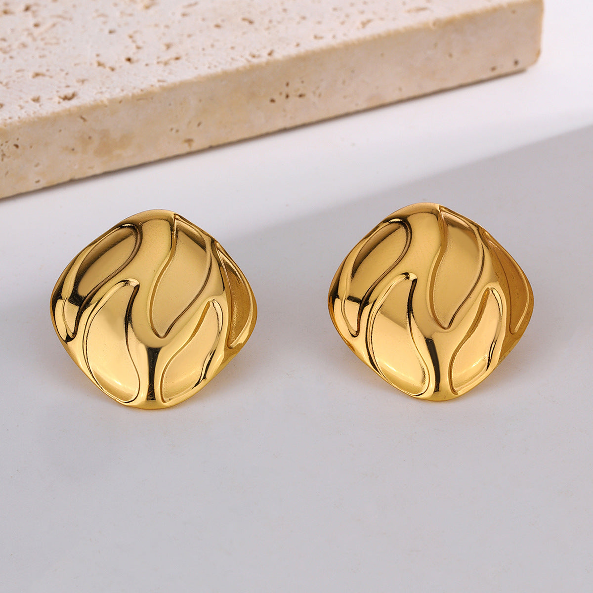 3 Pairs - Anti tarnish new style square earrings (1 Pair Price - 44)