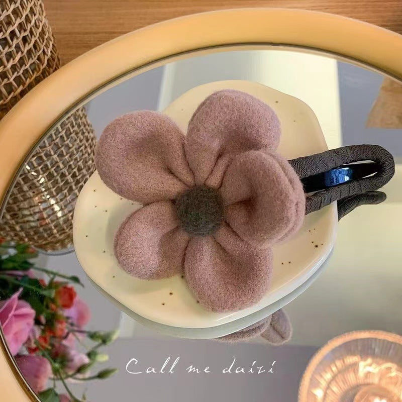 6 Pc - Winter Plush Flower Hairpin - Mix Color (1 Pc Price - 37)