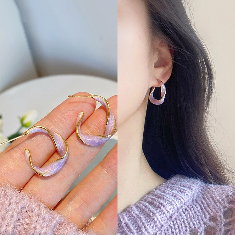 6 Set - Drip glaze twisted earrings (Mix Color) (Unit price 28)