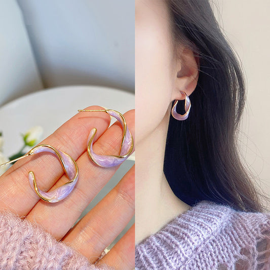 6 Set - Drip glaze twisted earrings (Mix Color) (Unit price 28)