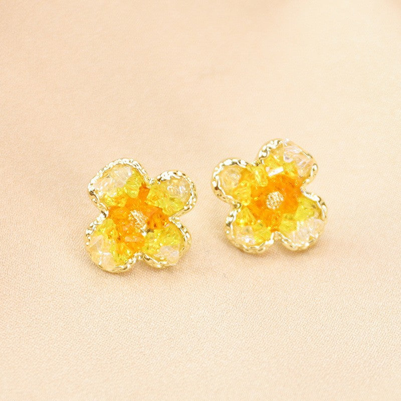 6 Set - Sweet and fairy crystal flower earrings (Unit price 42)