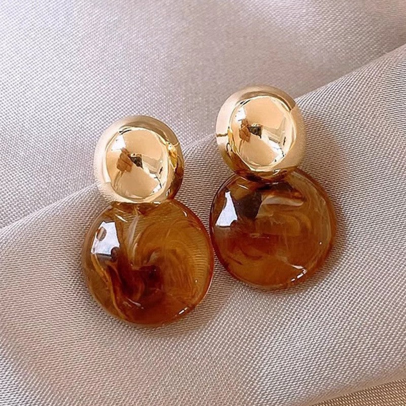 6 Pairs - Maillard Smudged Disc Earrings (1 Pair Price - 25)