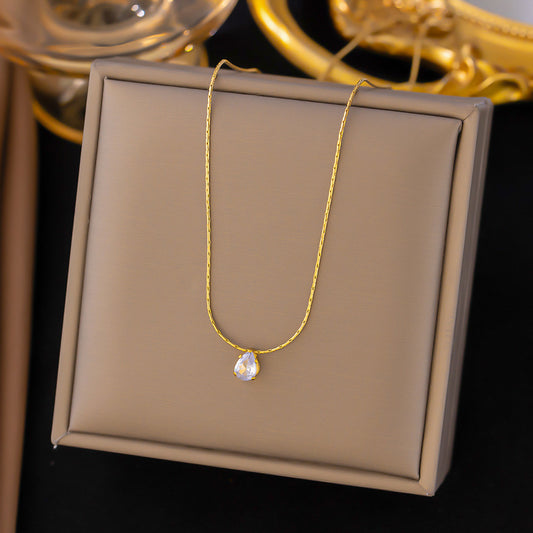 3 Pc - Anti Tarnish Round link chain drop-shaped necklace gold (1 Pc Price - 67)