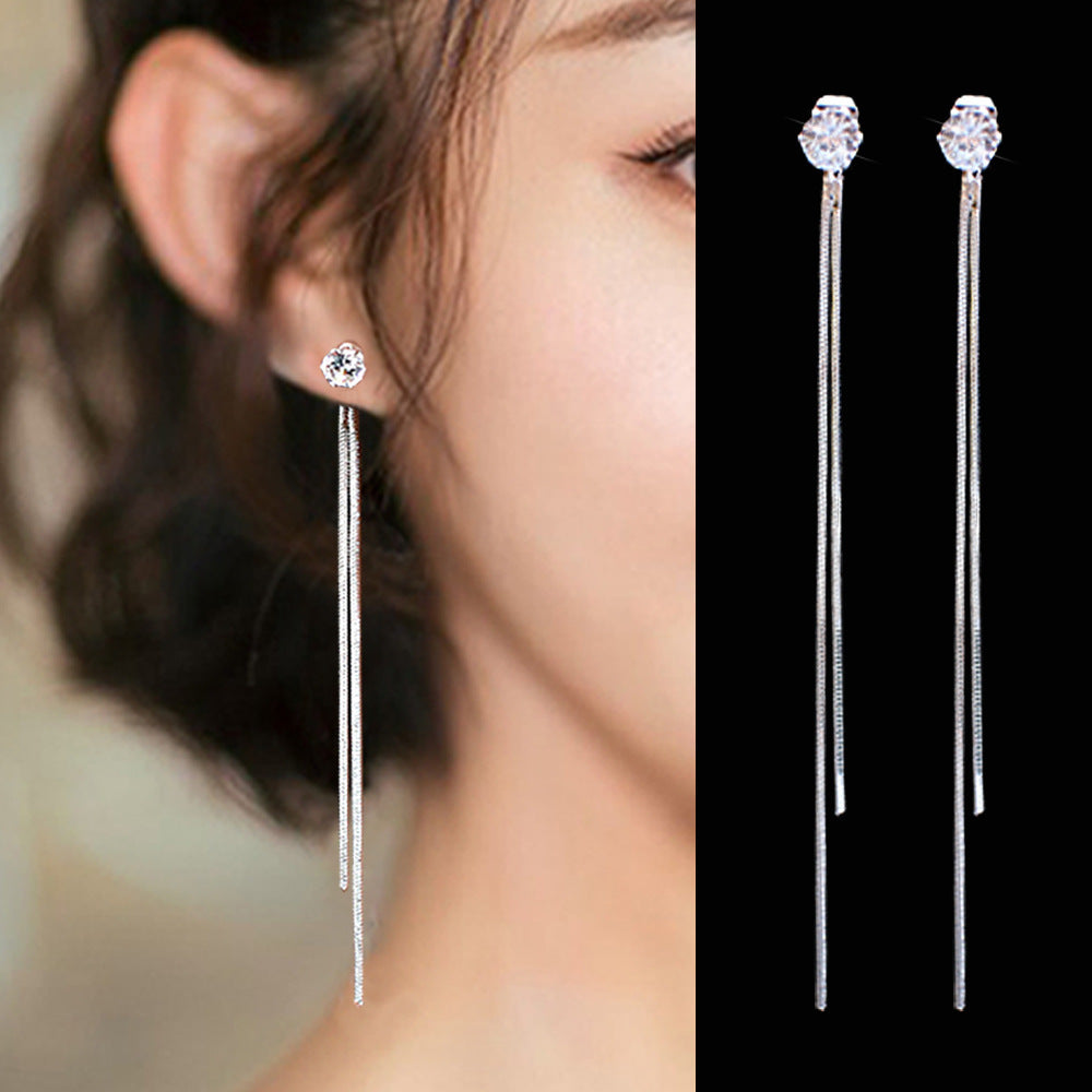 6 Pc - Hot selling long tassel earrings - Silver (Unit Price - 27)