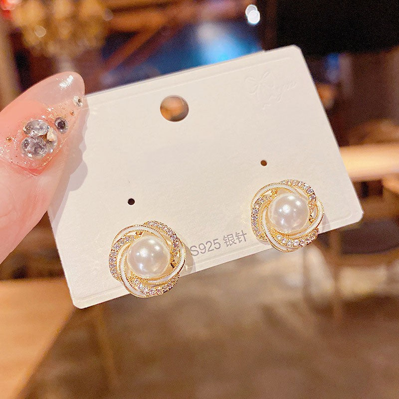 6 Pairs - White Pearl French Fashion Earrings (Mix Color) (1 Pair Price - 25)
