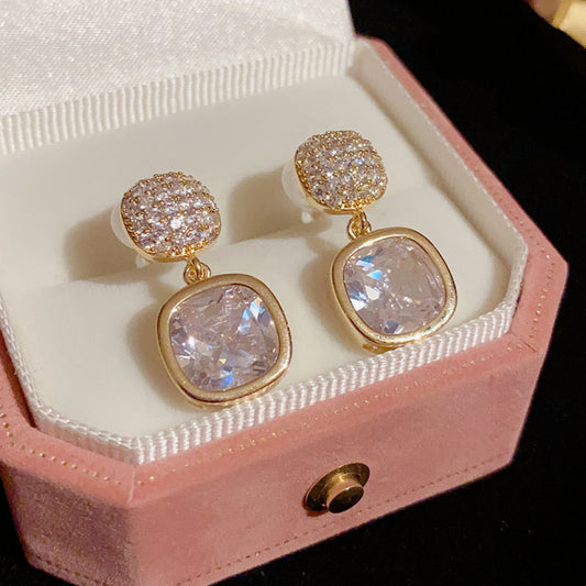 6 Set - Simple square zircon earrings (Unit price 34)