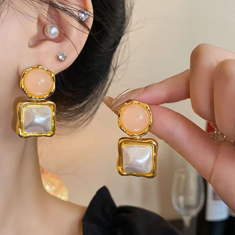 6 Pairs - New Elegant Stainless Steel Geometric Earrings (Mix Color)  (1 Pair Price - 41)