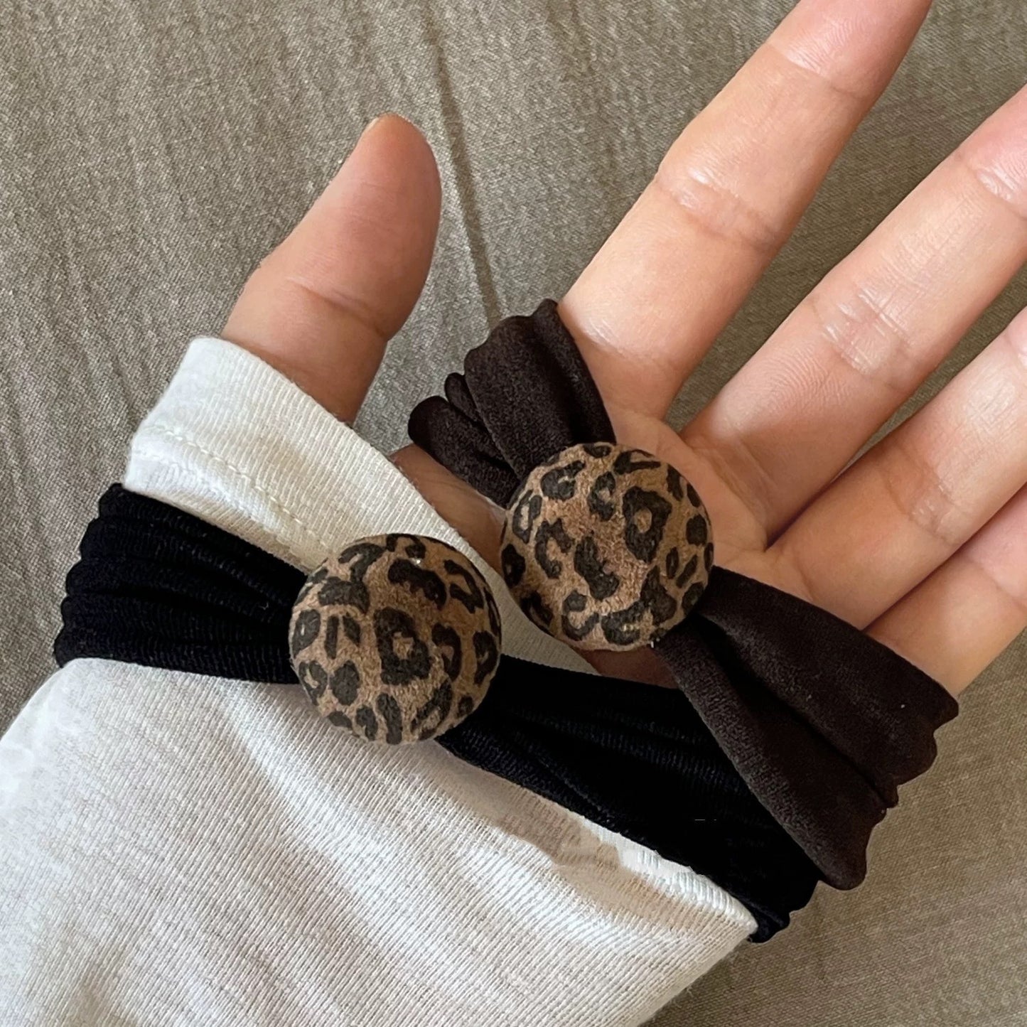 10 Pc - Leopard Print Hair Band for Bun Hairstyles opp packing (1 Pc Price - 8)