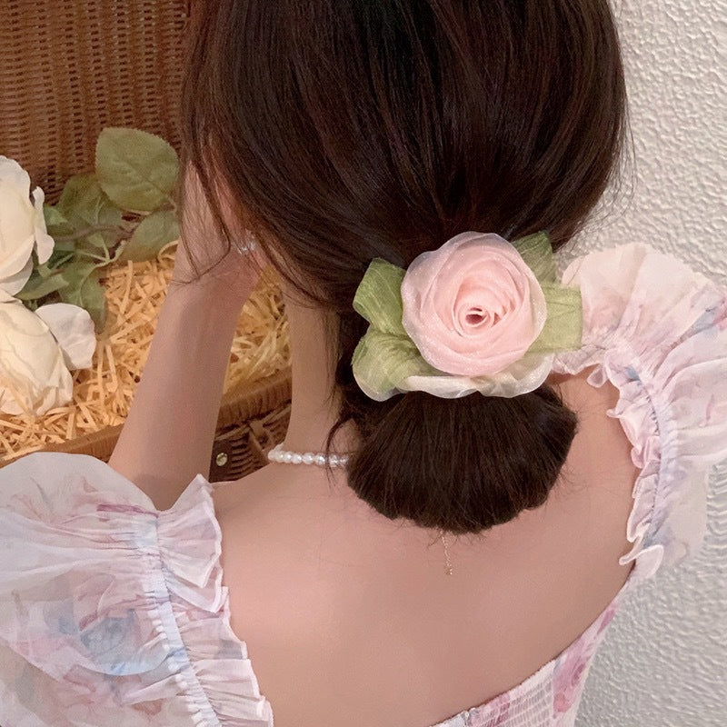 3 Pc - Rose flower hair rope (Mix Color OPP packing) (1 Pc Price - 39)