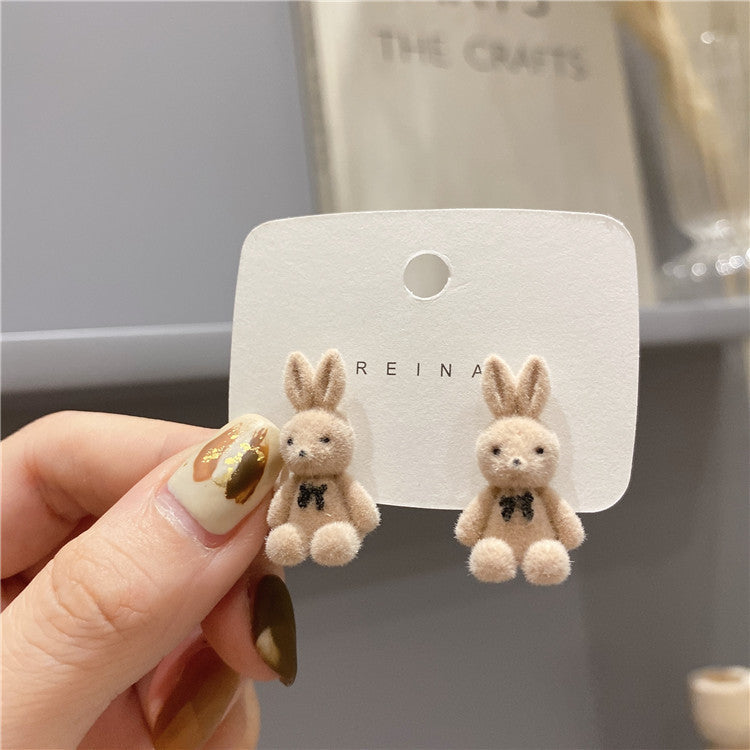 6 Pairs - Autumn and winter New plush rabbit earrings (Mix Color) (1 Pair Price - 41)