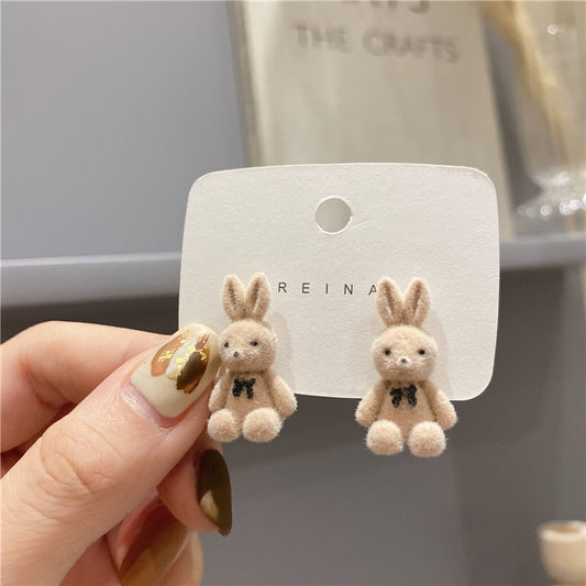 6 Pairs - Autumn and winter New plush rabbit earrings (Mix Color) (1 Pair Price - 41)