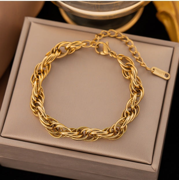 3 Pc - Anti Tarnish Double-layered winding bracelet gold (1 Pc Price - 76)