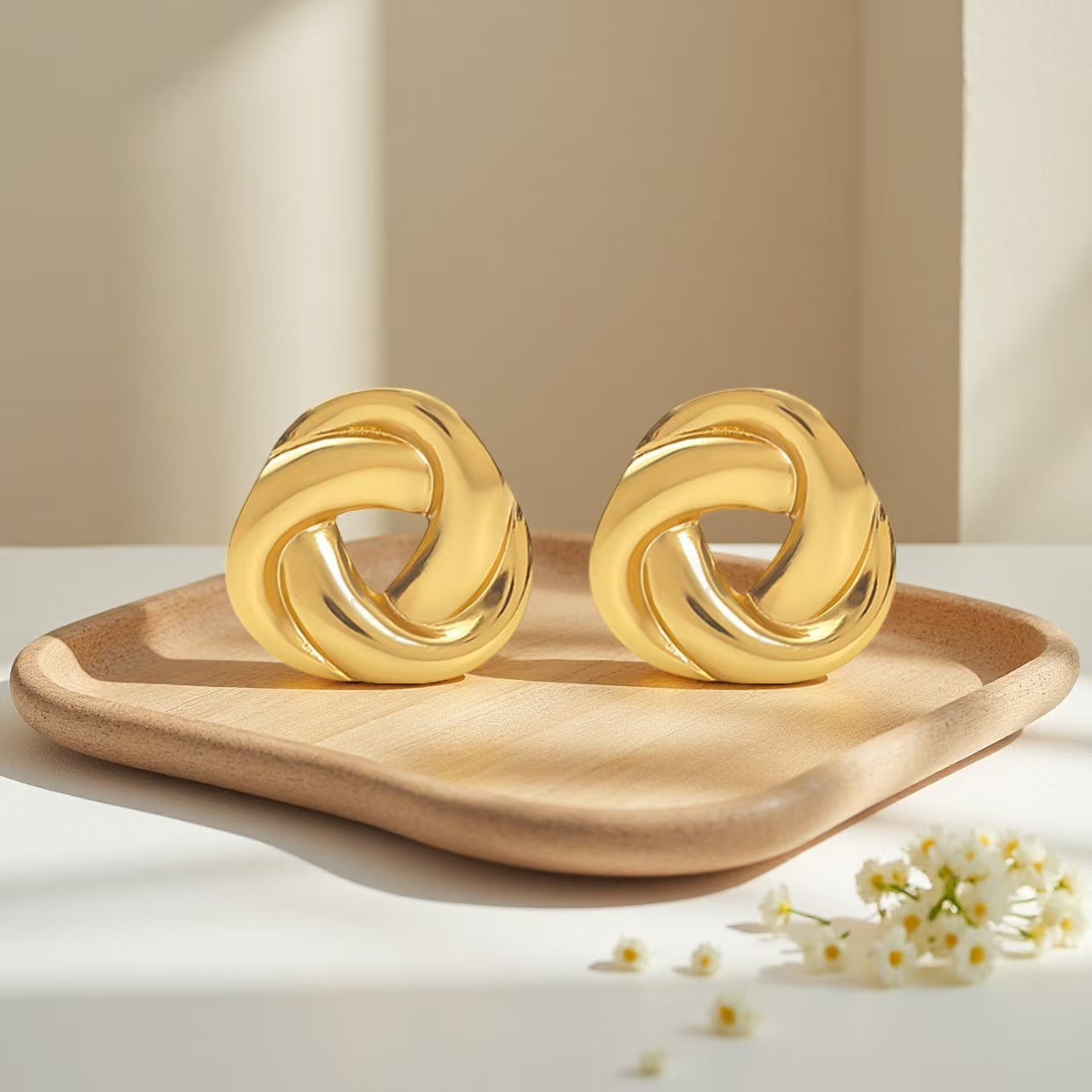 3 Pairs - Anti tarnish spiral three layer earrings (1 Pair Price - 44)