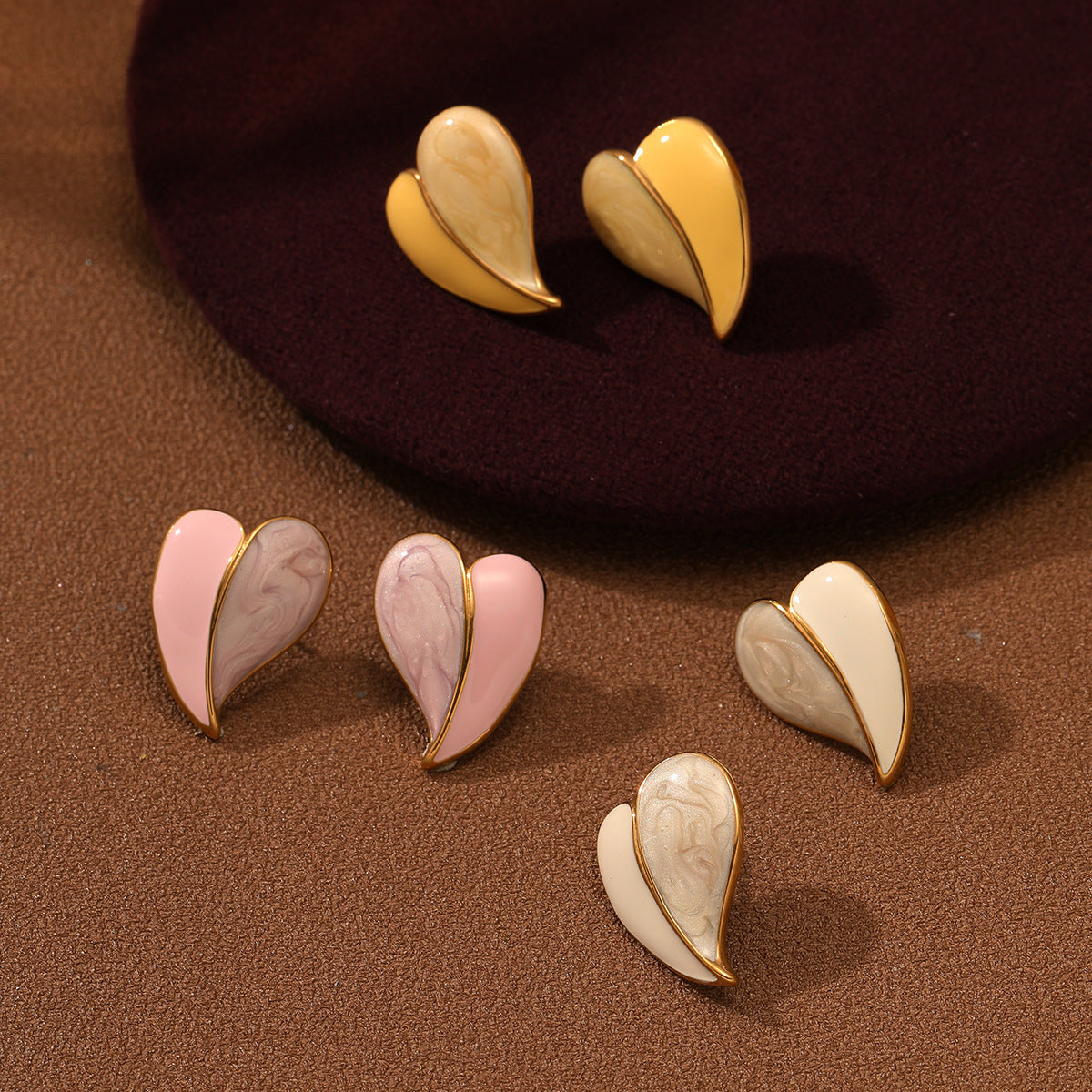 6 Pairs - Dropping Glaze Love Earrings (Mix Color) (1 Pair Price - 22)