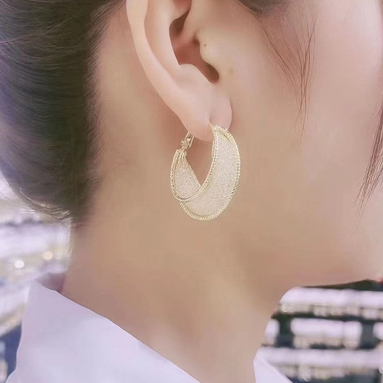 6 Set - Small hoop golden mesh earrings (Unit price 55)