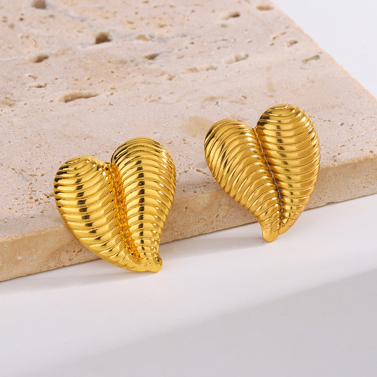 3 Pairs - Anti Tarnish double line heart earrings (1 Pair Price - 44)