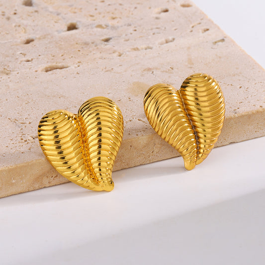 3 Pairs - Anti Tarnish double line heart earrings (1 Pair Price - 44)