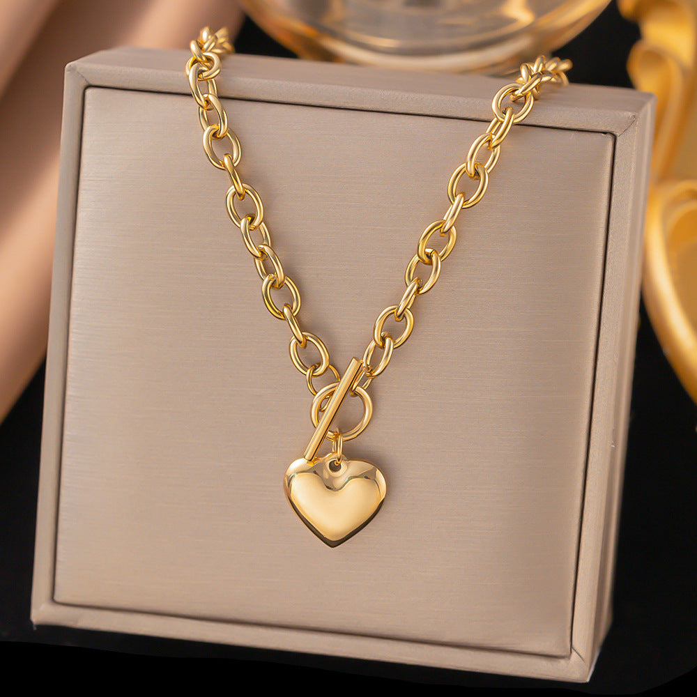 3 Pc - Anti Tarnish Buckle big love necklace - gold (1 Pc Price - 111)