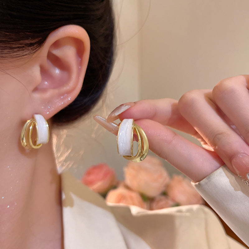 6 Pairs - Cross Arc Earring (Mix Color) (1 Pair Price - 30)