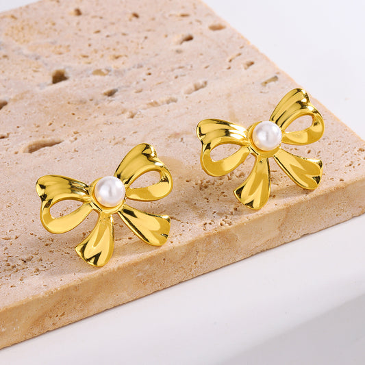 3 Set - Anti Tarnish Bow Pearl Earring (Unit Price - 62)