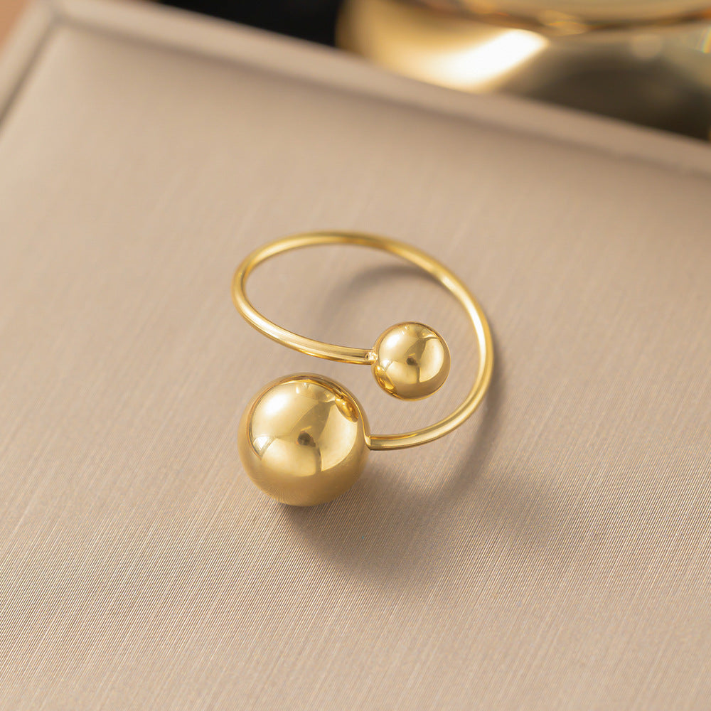 3 Pc - Anti Tarnish Big and small ball ring gold (1 Pc Price - 46)