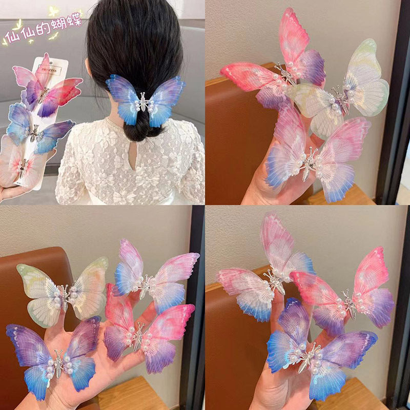 3 Pc - Dark pink gradient moving butterfly hairclip (1 Pc Price - 28)