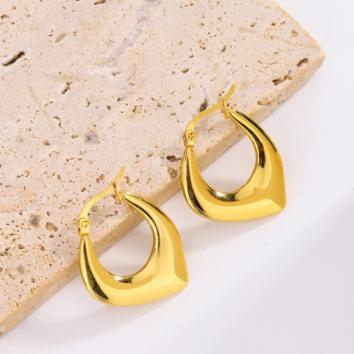 3 Pairs - Anti tarnish oval eggshell hoop Design1 (1 Pair Price - 40)