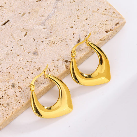 3 Pairs - Anti tarnish oval eggshell hoop Design1 (1 Pair Price - 40)