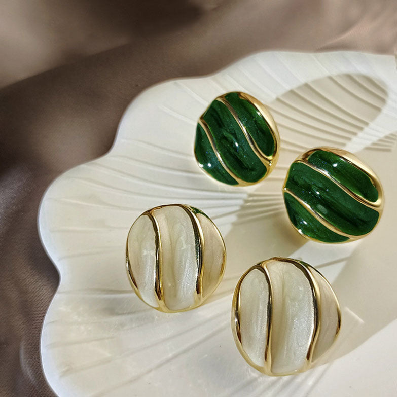 6 Pairs - Pearlescent Oil Dripping Earrings (Mix Color) (1 Pair Price - 30)