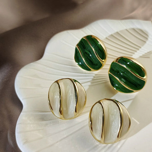6 Pairs - Pearlescent Oil Dripping Earrings (Mix Color) (1 Pair Price - 30)