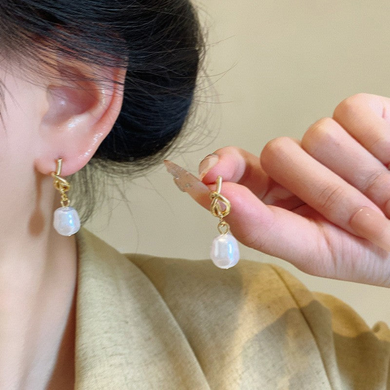 6 Pairs - South Korea Knot Pearl French Elegant Earrings (1 Pair Price - 18)