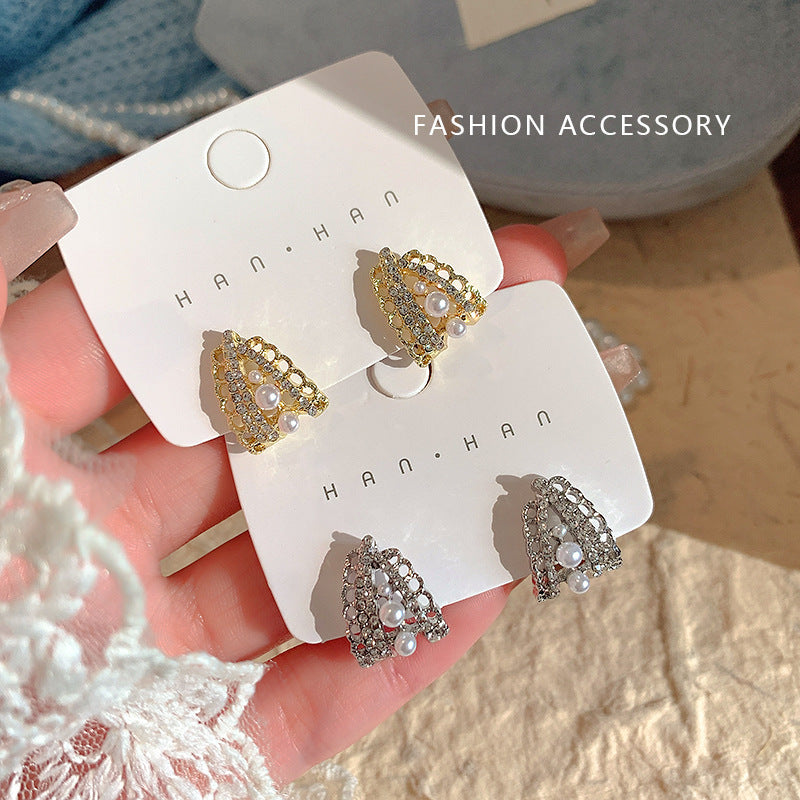 6 Pairs - Simple Cat's Eye Stone Ruyi Earrings - Golden (1 Pair Price - 28)