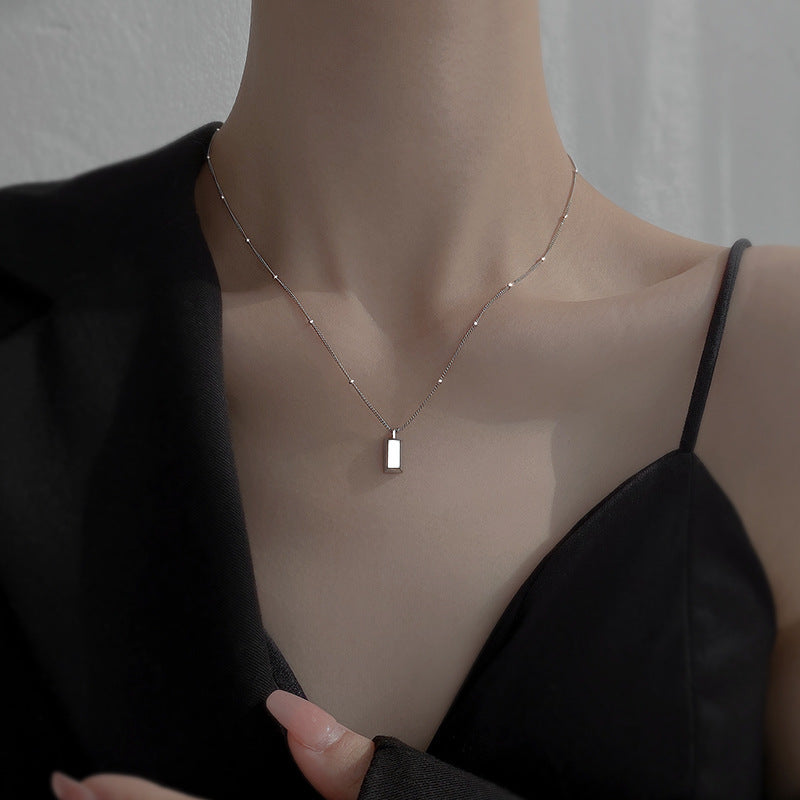 3 Pc - Anti Tarnish Glossy gold brick necklace - Silver (1 Pc Price - 49)