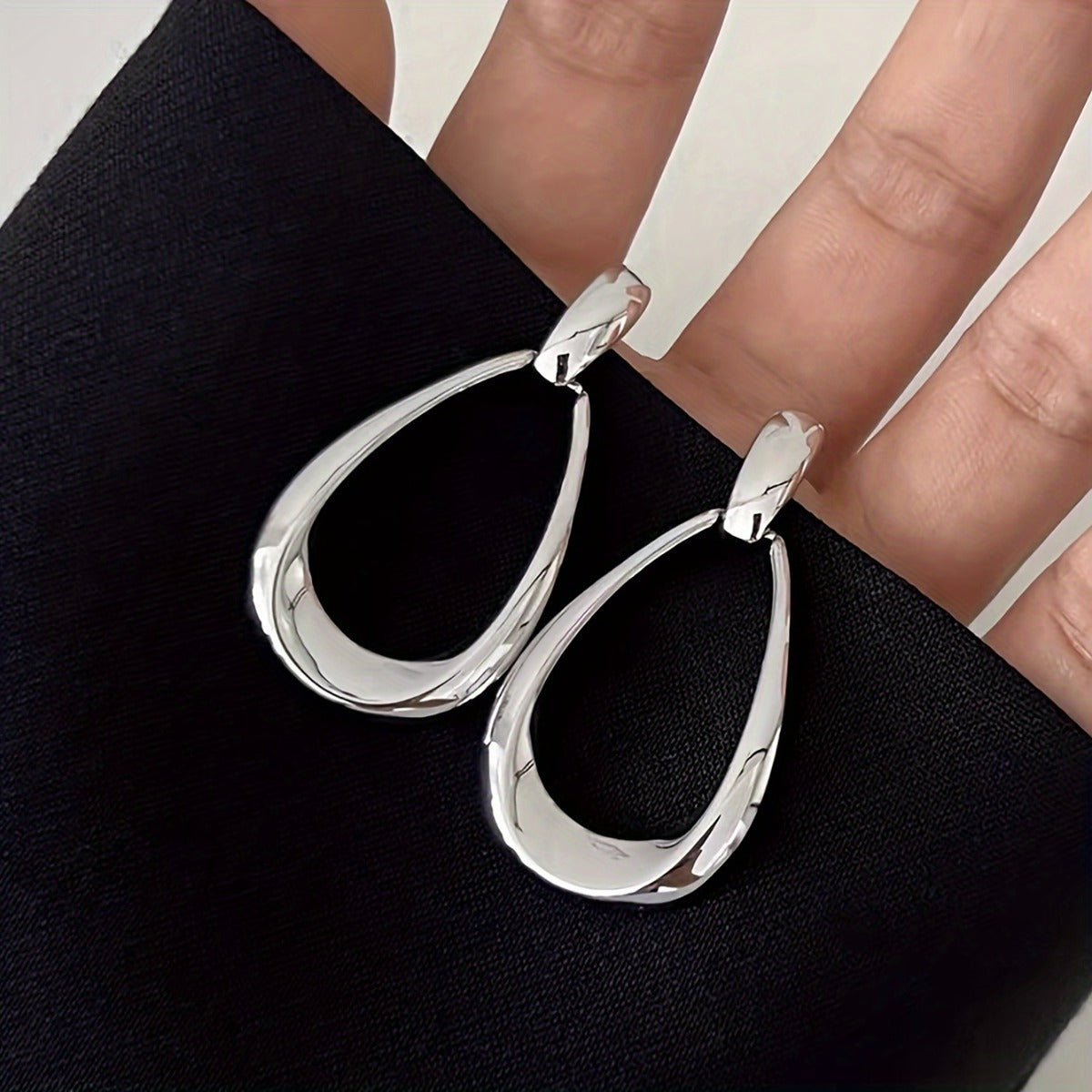 6 Pairs - Hollow Water Drop Minimalist Earrings - Silver (1 Pair Price - 27)