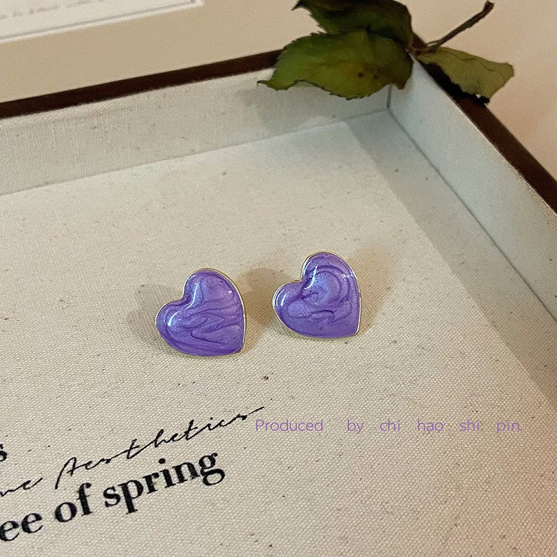 6 Set - Super fairy taro purple heart earrings (Unit price 20)